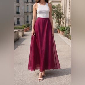 VTG Ann Taylor Silk Maxi Chiffon Tulle Skirt Size 4 Formal Evening Lined Ballet